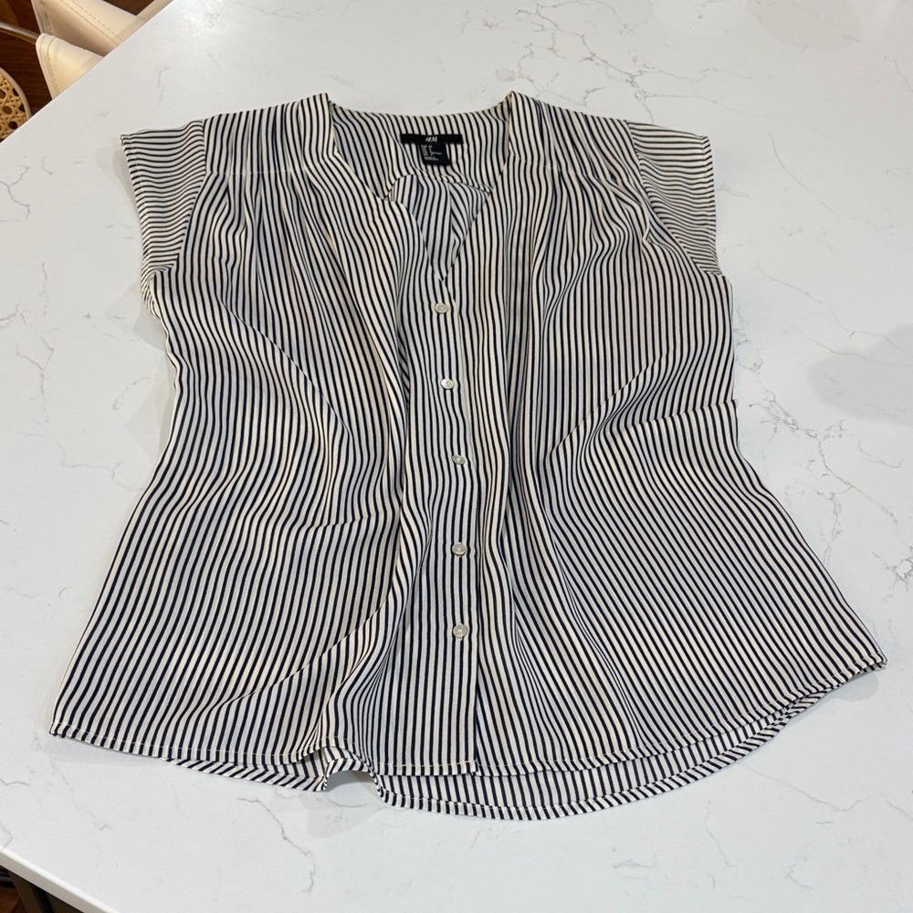 H&M Black and White Striped Blouse